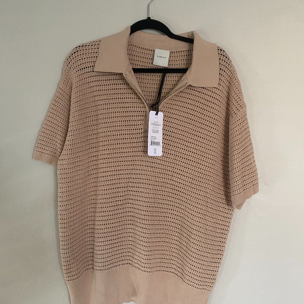 Varley Clayton Polo Beige Size Medium